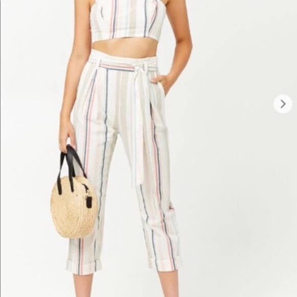 🔥🔥BUNDLE ONLY!!/Forever 21 High Waisted Paper Bag Striped Pants🔥🔥 - Picture 1 of 7